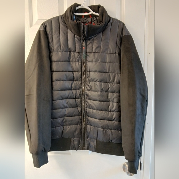 NWT Robert Graham RGF24R07 Black Bomber Jacket XL Quilted Nylon & Faux Suede - Picture 1 of 15